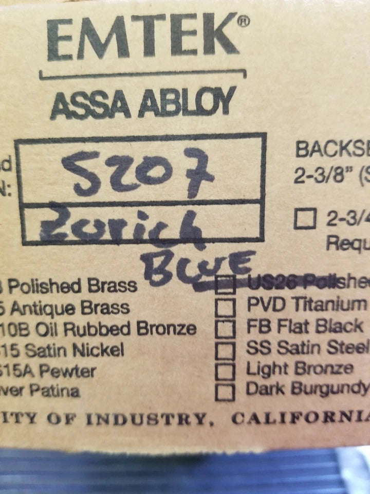 Emtek Zurich Blue Privacy Knob 2 3/8 Backset