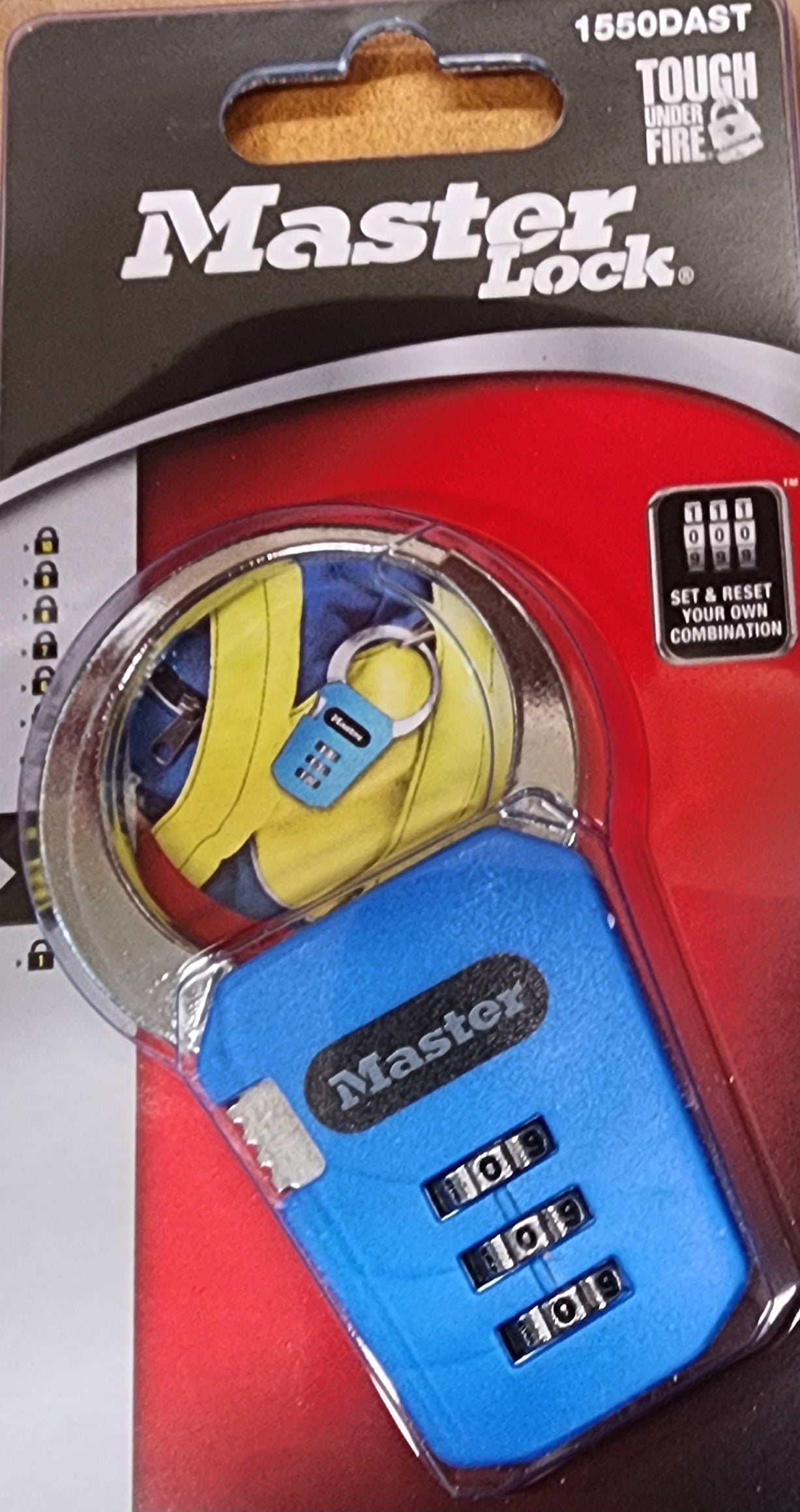 Master Lock 1550DAST Resettable 3 Dial Combination Padlock Blue