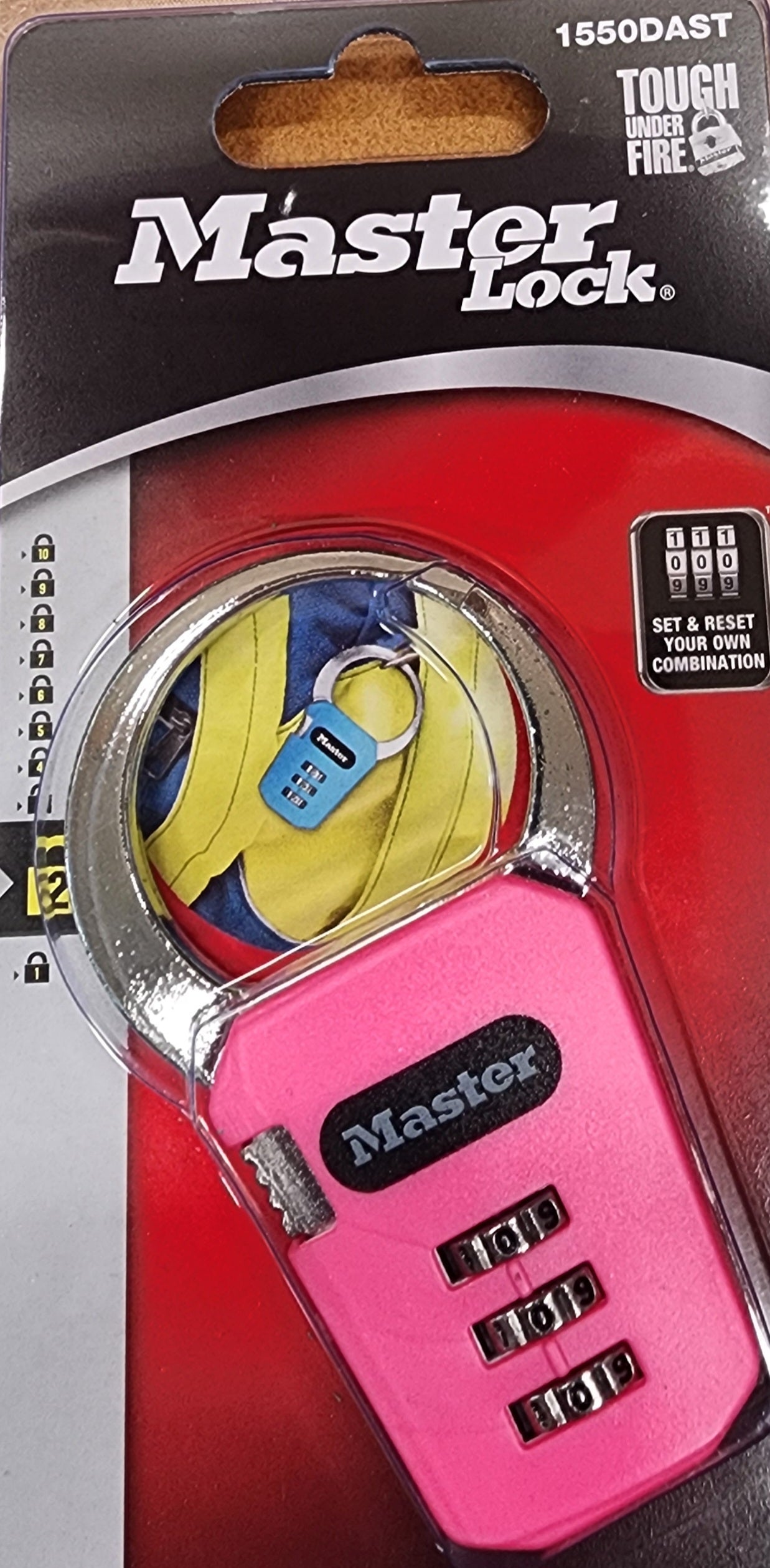 Master Lock 1550DAST Resettable 3 Dial Combination Padlock Pink