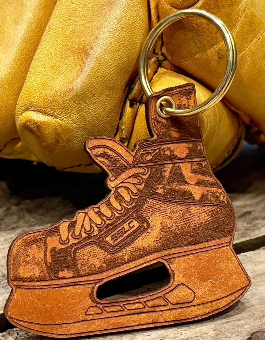 Leather Hockey Skate Key Chain      Benefits Hockey Fights Cancer