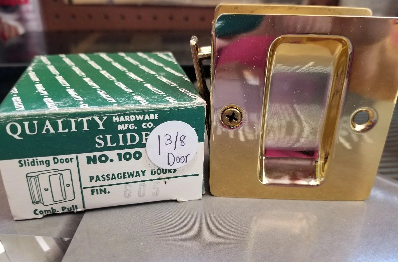 Trimco 100  POCKET DOOR Passage 1-3/8IN DOOR ONLY Bright Brass