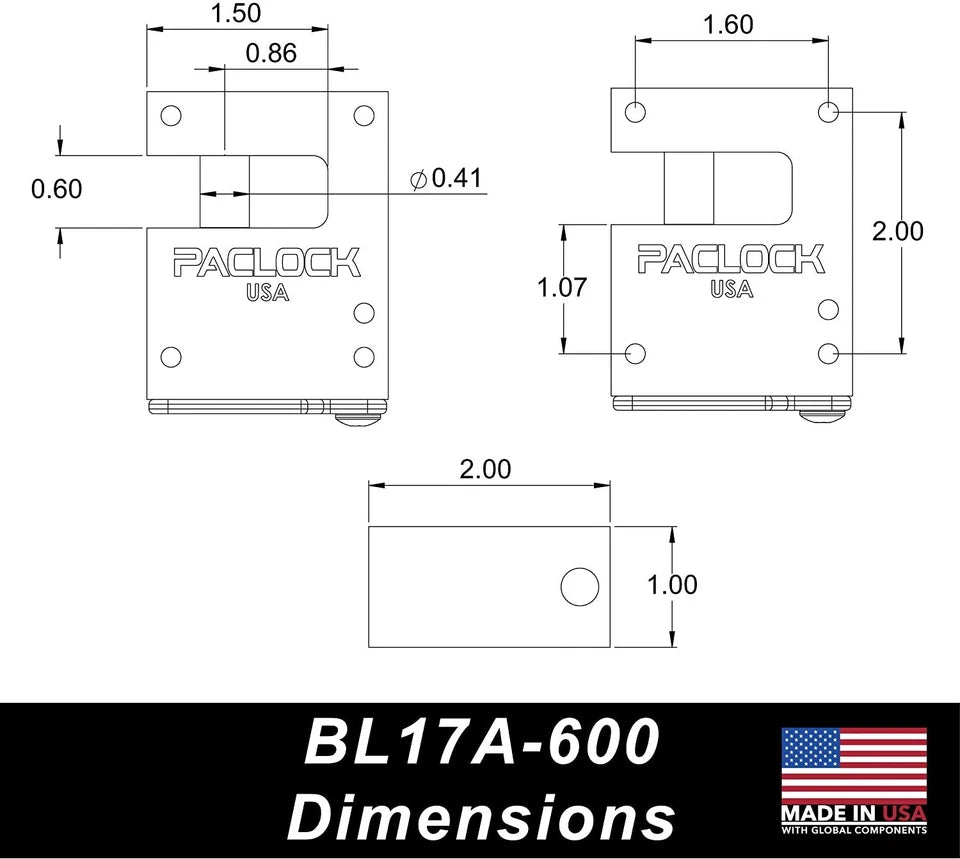 Pacific Lock Block Lock BL17A-600 New Mounted Version