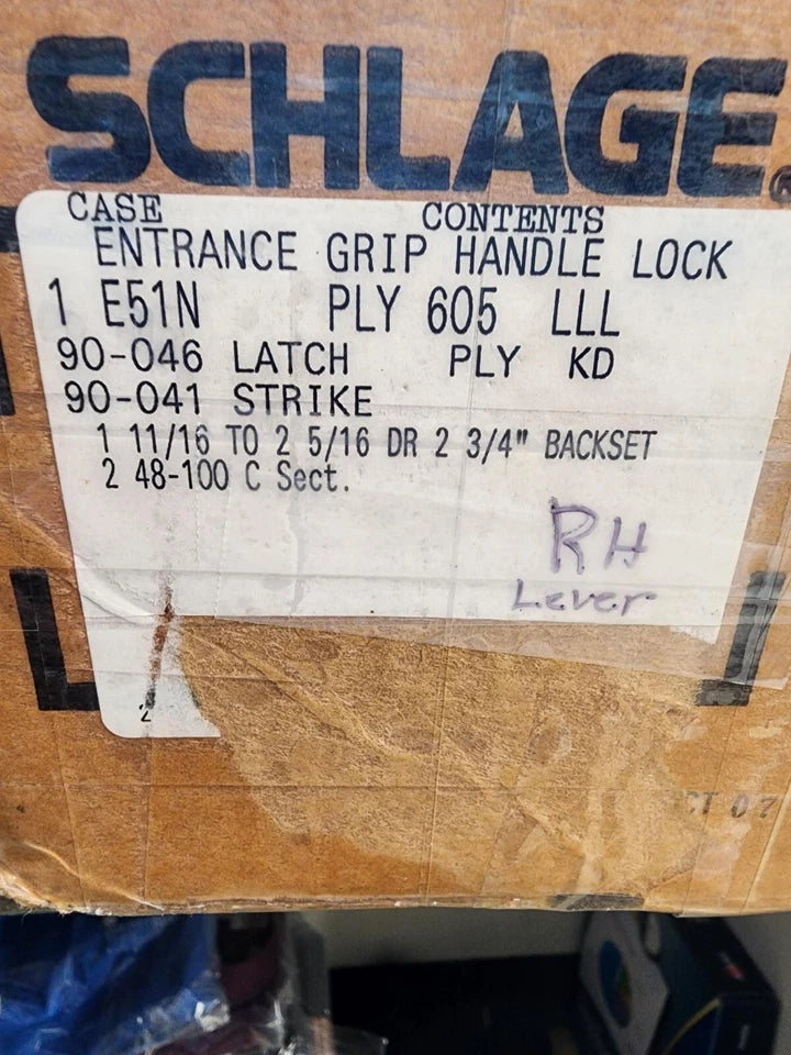 Schlage E Series Handleset Plymouth Design with Right Hand Lever Trim 605 Finish