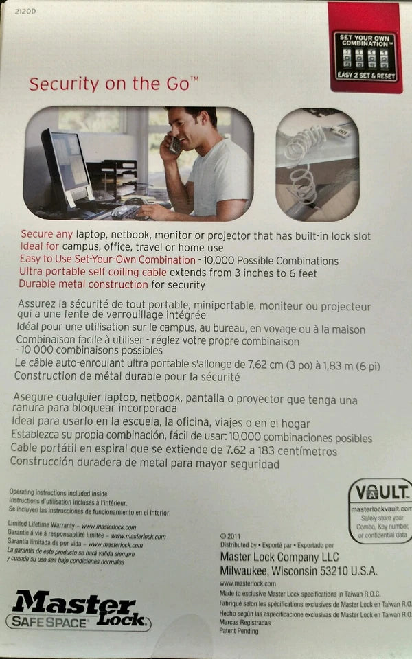 master lock 2120D computer lock NEW