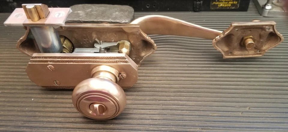 Schlage E Series Handleset 612 Satin Brass finish Parthenon Design